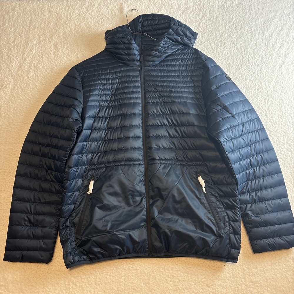 Men's Pajar Canada Large Blue Hooded Puffer Full Zip Jacket